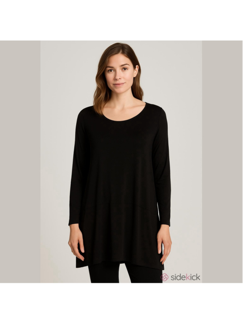 FLAX Black Slinky Stretch Long Sleeve Dress